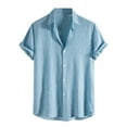 thumbnail image 1 of ALLLIST Men Shirts Collared Casual Short Sleeve Button Down Shirts Blue Solid Clothes for Men, 1 of 6