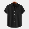 thumbnail image 1 of ALLLIST Men Shirts Collared Short Sleeve with Pockets Button Down Shirts Black Casual Solid Mens Clothes, 1 of 9
