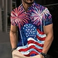 thumbnail image 1 of ALLLIST Men Tops Collared Short Sleeve Independence Day Pullover Casual T-Shirts Printed Button Mens Polo Shirts, 1 of 7
