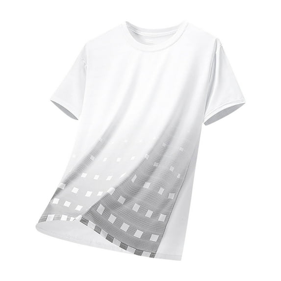 ALLLIST T-Shirts for Men Big And Tall White Round Neck Classic T-Shirt Short Sleeve Gradient Pullover Shirts for Men