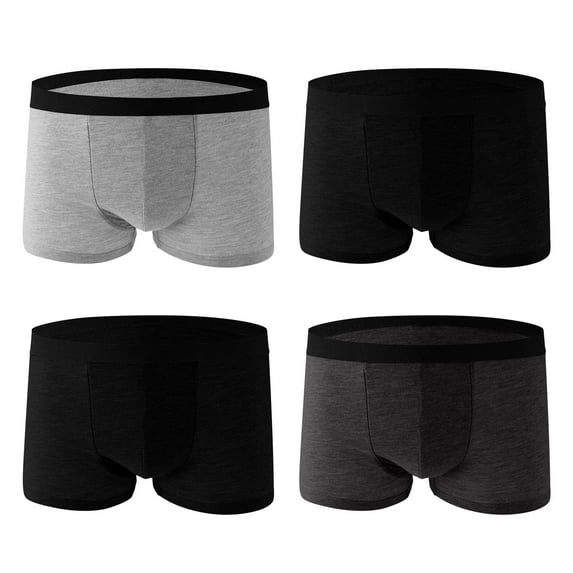 ALLLIST Men's Boxer Briefs Gray Breathable Underwear Soft Solid Seamless Mens Underpants Pack-4 ,L-4XL