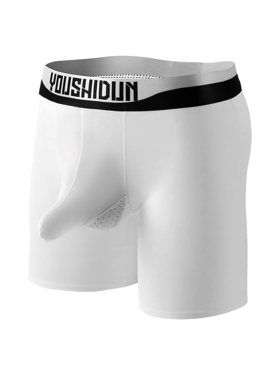 Men's Boxer Briefs Long Leg Cotton Underwear White Soft Plain High Cut Men's Briefs ,M-3XL