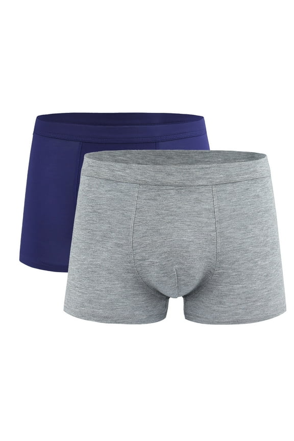 Men's Boxer Briefs Stretch Underwear Breathable Solid High Cut Men's Underpants 2-Pack ,L-4XL