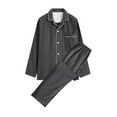 thumbnail image 1 of ALLLIST Men's Pajamas Set Collared Big And Tall Sleepwear Long Sleeve Tops & Bottom Plain Gray Button Down Pajamas for Men M-2XL, 1 of 2