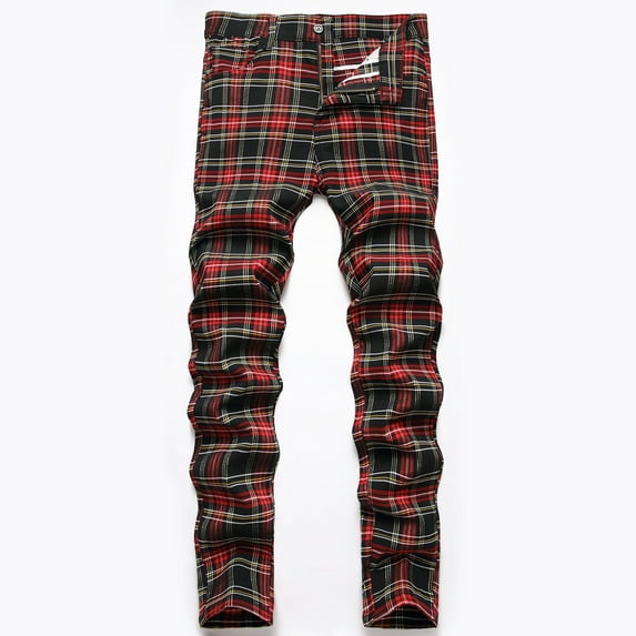 ALLLIST Men's Pants Big And Tall Chinos And Khaki Pants Red Plain Casual Men Pants
