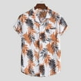 thumbnail image 1 of ALLLIST Men's Shirts with Pockets Short Sleeve Collared Button Down Shirts Casual Hawaiian Orange Mens Clothing, 1 of 9