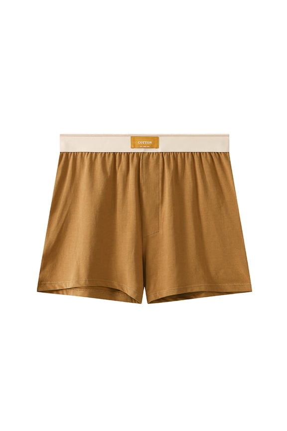 Mens Boxer Cotton Stretch Underwear Brown Plain Soft Seamless Underpants for Men ,M-3XL