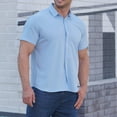 thumbnail image 1 of ALLLIST Mens Shirts Collared Cotton Short Sleeve Button Down Shirts Casual Plain Blue Mens Clothes, 1 of 9