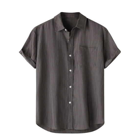 ALLLIST Mens Shirts with Pockets Collared Short Sleeve Button Down Shirts Casual Plain Gray Mens Clothing