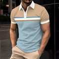 thumbnail image 1 of ALLLIST Mens Spring Tops Yellow Collared Short Sleeve Striped T-Shirts Casual Polo Button Mans Tees, 1 of 6
