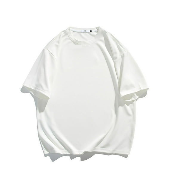 ALLLIST Mens Summer Tops Crew Neck Short Sleeve White Solid T-Shirts Cotton Loose Pullover Casual Tee for Man