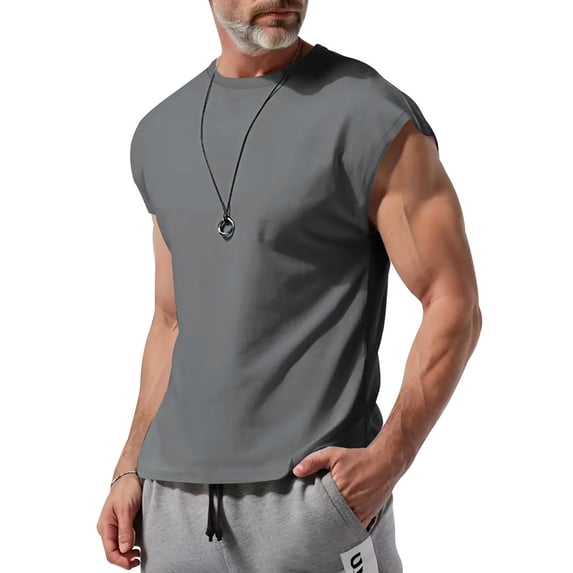 ALLLIST Mens Tank Tops Gray Workout Gym Pullover Solid Breathable Stretch Activewear for Men Size S-3XL