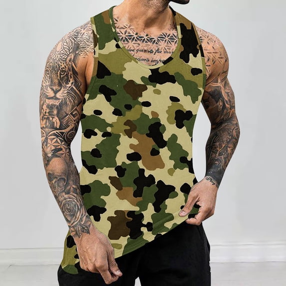 ALLLIST Mens Tank Tops Summer Sleeveless Pullover Casual Camouflage Underwear for Men Size S-4XL