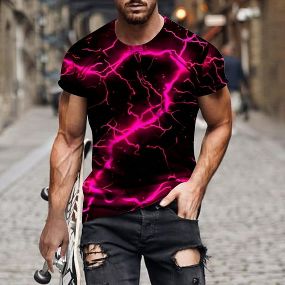 ALLLIST Mens Tops Under $5 Short Sleeve Crew Neck Flame Printed Casual T-Shirts Pullover Men's Shirts