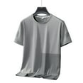 thumbnail image 1 of ALLLIST Mens Tops Plus Size Gray Crew Neck Short Sleeve Patchwork Printed T-Shirts Loose Casual Men's T-Shirts, 1 of 3