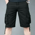 thumbnail image 1 of ALLLIST Mid Shorts Men Solid Short Straight-Leg Black Cotton and Linen Workout Elastic Cargo with Pockets Casual Shorts, 1 of 4