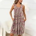 thumbnail image 1 of ALLLIST Midi Women's Nightgown Sleeveless with Pockets Sleep Dresses Red Floral Pleated Night Clothes Womens Pajamas, 1 of 7