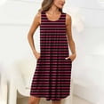 thumbnail image 1 of ALLLIST Nightgowns for Women Sleeveless with Pockets Midi Sleep Dresses Striped Red Pleated Night Clothes Ladie Pajamas, 1 of 7