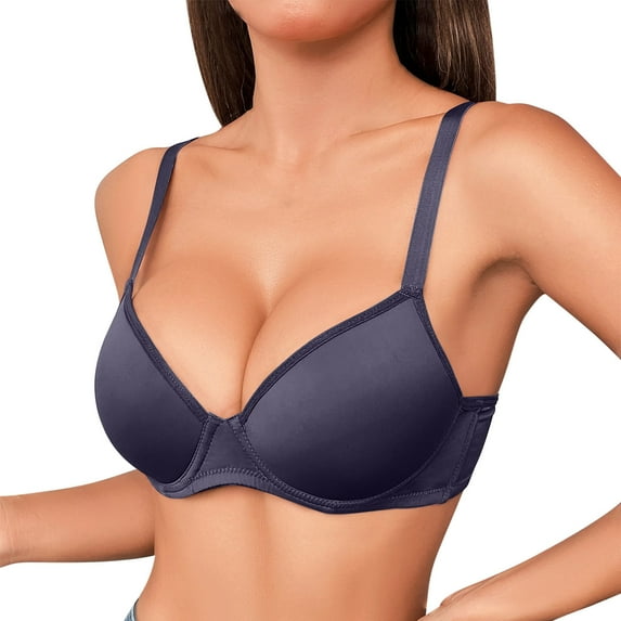 ALLLIST No Underwire Bras Women Push up Plus Size Underwear Breathable Gray Solid Ladie Bras 70b-90c
