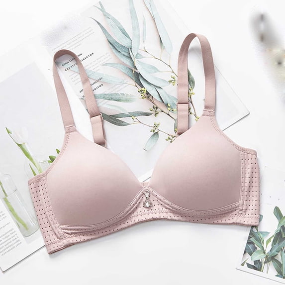 ALLLIST No Underwire Bras for Women Pink Plain Bralette Soft T Shirt Bras for Ladies Size 34-42