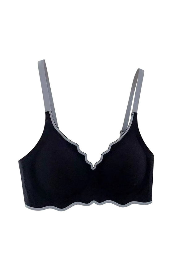 No Underwire Underwear for Women Removable Cup Seamless Bras Black Solid Comfy T-Shirt Women Lingerie Size S