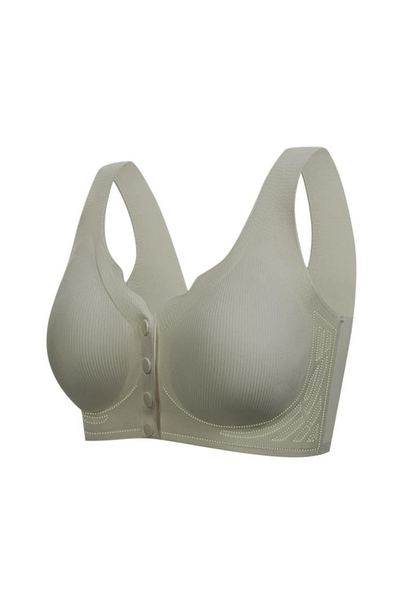 No Underwire Women's Bras Green Front Closure Sleep Seamless Plain T Shirt Lingerie for Women Size L-4XL