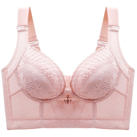 ALLLIST No Wire Bras for Women Lace Push up Plus Size Underwear Purple Breathable Solid Bras for Ladies 32a-48d
