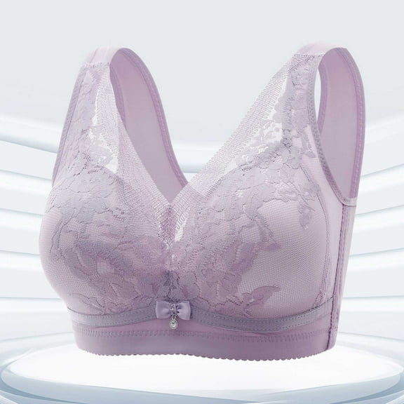 ALLLIST No Wire Bras for Women Solid Purple Bralette Cozy T Shirt Bras for Ladies Size 36-44