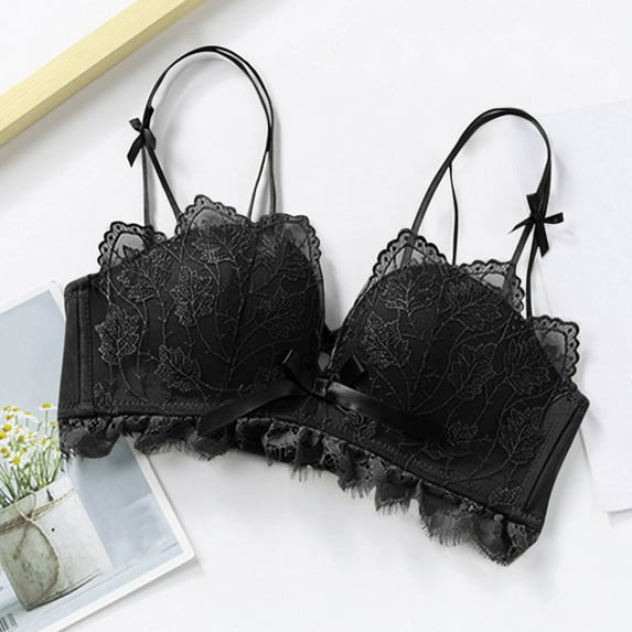 ALLLIST No Wire Women Bras Black Lace Bralette Cozy Solid T Shirt Ladies Bras Size S-XL