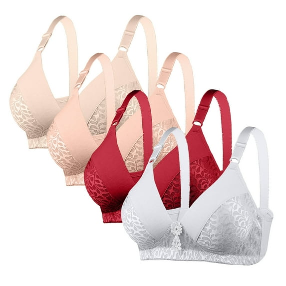 ALLLIST No Wire Women Bras Lace Pack 4 Bralette Push up Solid Plunge Women's Lingerie Size S-XL