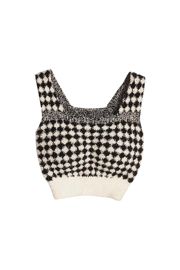 No Wire Women Bras Winter Padded Bralette Warm Black Plaid Soft Crop-Top Ladie's Underwear