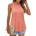 thumbnail image 1 of ALLLIST Orange Womens Summer Tops Pleated Sleeveless Solid Keyhole Neck Tank Tops Womens Tank Top XXL, 1 of 5
