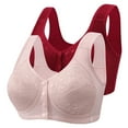 thumbnail image 1 of ALLLIST Pack 2 Womens Underwear Plus Size Push up Bras Front Closure Pink Embroidered T-Shirt Women Lingerie Size 4XL, 1 of 2