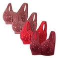 thumbnail image 1 of ALLLIST Pack Of 4 Women's Bras Wireless Front Closure Lace Nursing Bras Floral Breathable Red Push up Ladies Bras S-4xl, 1 of 3