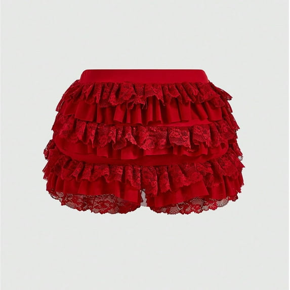 ALLLIST Pajamas Ladie Shorts Low Waist Bottoms Red Solid Casual Home Clothes Women's Sleepwear