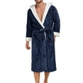 thumbnail image 1 of ALLLIST Pajamas Men Long Sleeve Big And Tall with Pockets Flannel Blue Robe Solid Hooded Bathrobes Pajamas Men S-2XL, 1 of 3