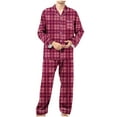 thumbnail image 1 of ALLLIST Pajamas Men Set Collared Sleepwear Purple Plaid Long Sleeve Tops & Bottom Button Down Pajamas Men S-3XL, 1 of 6