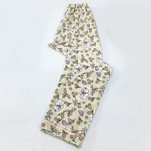 ALLLIST Pajamas Women Knit Floral Sleep Pants Soft Ladies Sleepwear M-2XL