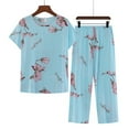 thumbnail image 1 of ALLLIST Pajamas for Ladies Capri Short Sleeve Cotton Linen Pajamas Set Floral Comfy Soft Sleepwear Sets Teens Pajamas, 1 of 3