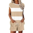 thumbnail image 1 of ALLLIST Pajamas for Ladies Summer Round Neck Tops And Shorts Sets 2 Piece Soft Color Block Yellow Ladie's Loungewear, 1 of 5