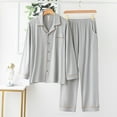 thumbnail image 1 of ALLLIST Pajamas for Men Set Cotton Sleepwear Solid Gray Long Sleeve Tops & Bottom Button Down Pajamas Men M-4XL, 1 of 3