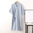 thumbnail image 1 of ALLLIST Pajamas for Men Short Sleeve with Pockets Blue Robe Solid Soft Bathrobes Men's Pajamas L-2XL, 1 of 3