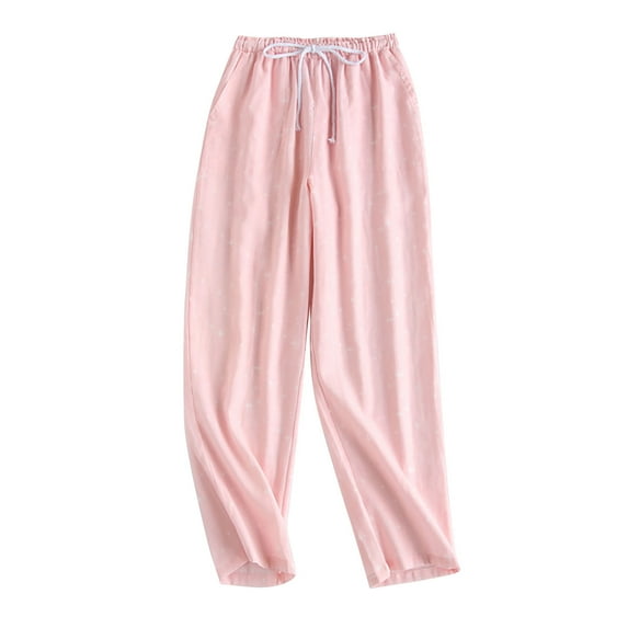 ALLLIST Pants Pajamas Ladie Cotton Bottoms Pink Comfortable Star Prints Home Clothes Sleepwear Women