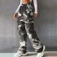 thumbnail image 1 of ALLLIST Pants for Ladies Camouflage Elastic Waist Cargo Pants Brown Knit Teen Pants, 1 of 5