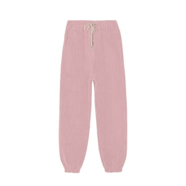 ALLLIST Pants for Ladies Elastic Waist Joggers Pink Solid Lounge Pants Pants Women