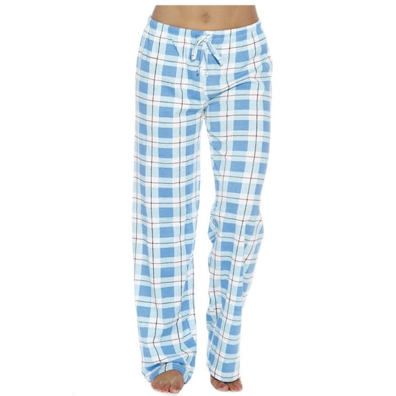 ALLLIST Pants for Ladies Elastic Waist Knit Pants Blue Plaid Lounge Pants Ladie's Pants