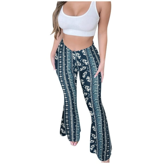 ALLLIST Pants for Ladies Plus Size Boot Cut Knit Pants Boho Slim Blue Lounge Pants Teen's Pants