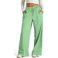 thumbnail image 1 of ALLLIST Pants for Women Wide Leg Loose Knit Pants Green Elastic Waist Plain Lounge Teens Pants, 1 of 9