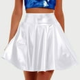 thumbnail image 1 of ALLLIST Party Skirt for Women White Mini Skirt Pleated Glossy High Waist Solid A Frame Teen Skirt, 1 of 4