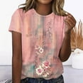 thumbnail image 1 of ALLLIST Pink Cute Summer Tops for Women Casual Short Sleeve Floral Crew Neck T-Shirts Women Blouses Dressy Casual M, 1 of 4